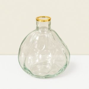 Imperial Glass Clear & GLD vase 6.5″Hx6″