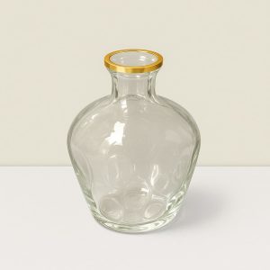 Imperial  Glass Clear & GLD vase   6″x5″