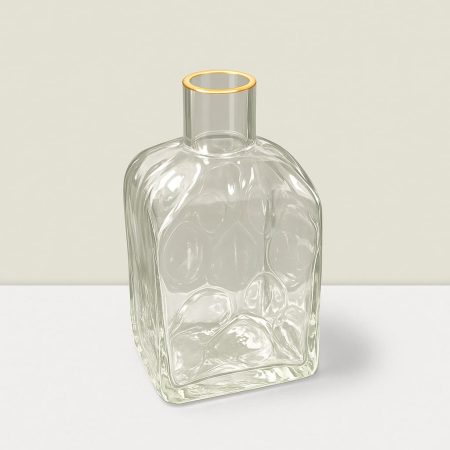 Imperial  Glass Clear & GLD vase 6″Hx3.5″