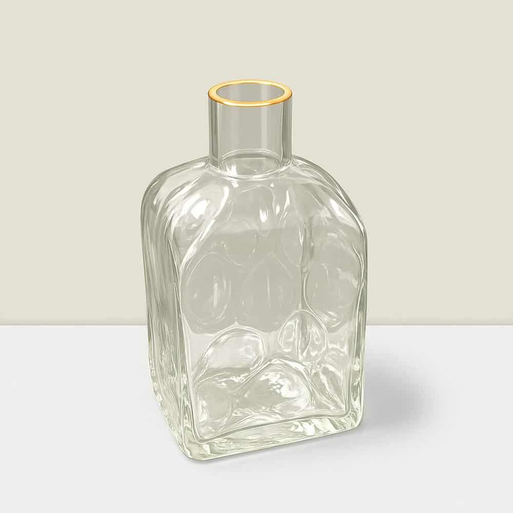 Imperial  Glass Clear & GLD vase 6″Hx3.5″