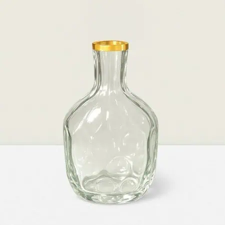 Imperial  Glass Clear & GLD vase 4″Hx4″