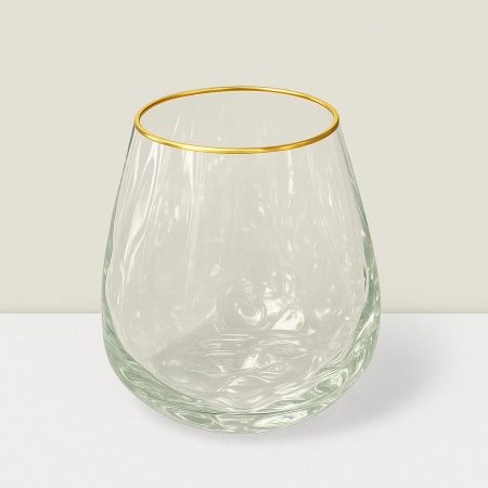 Imperial  Glass Clear & GLD tulip vase 7″Hx6.5″