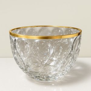 Imperial  Glass Clear & GLD bowl 3.5″Hx5″Dx5″