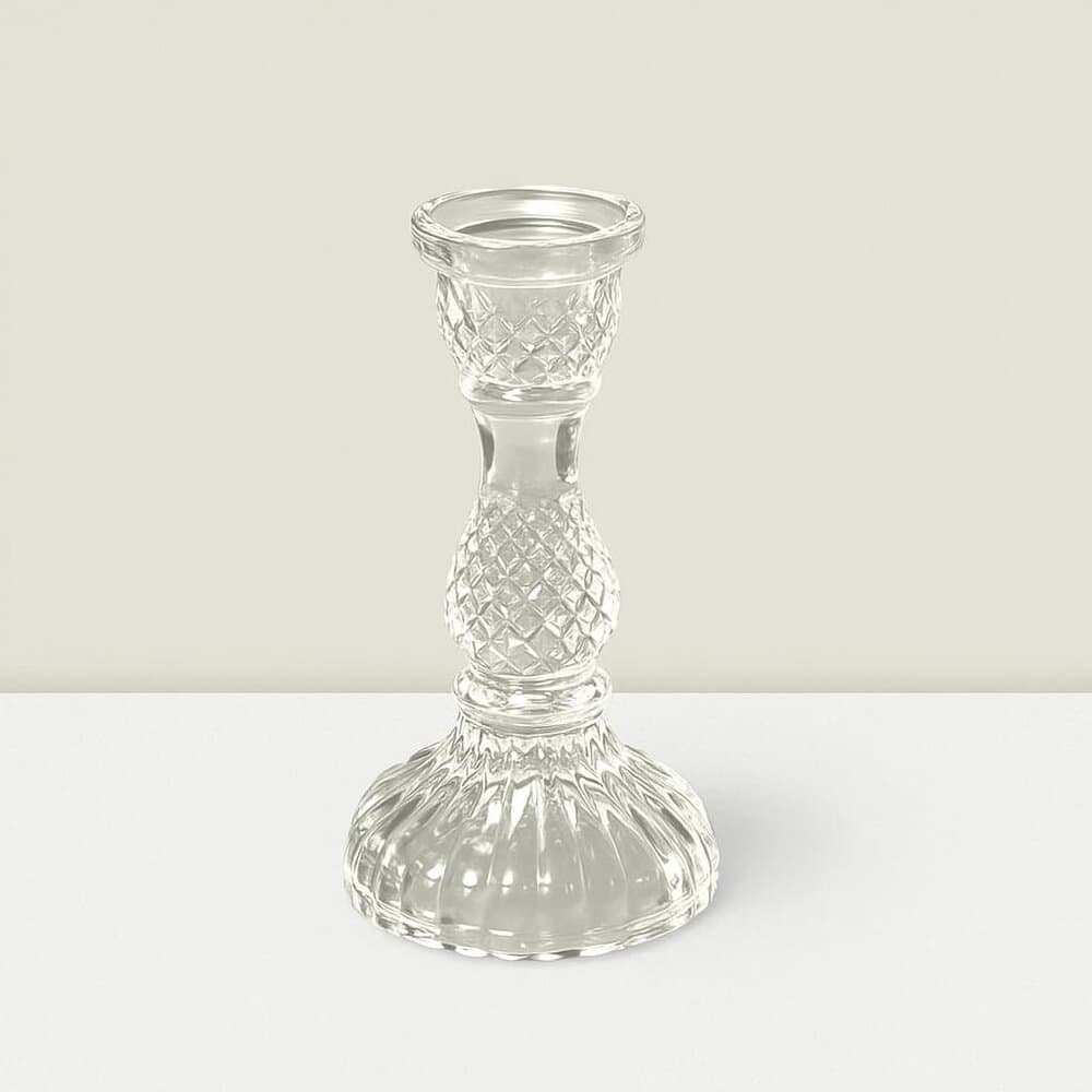 6 Elegant Glass Decor Pieces: Versatile Accents & Stylish Centerpieces RajasiGlass Clear & GLD C/S 6″Hx3.5″W