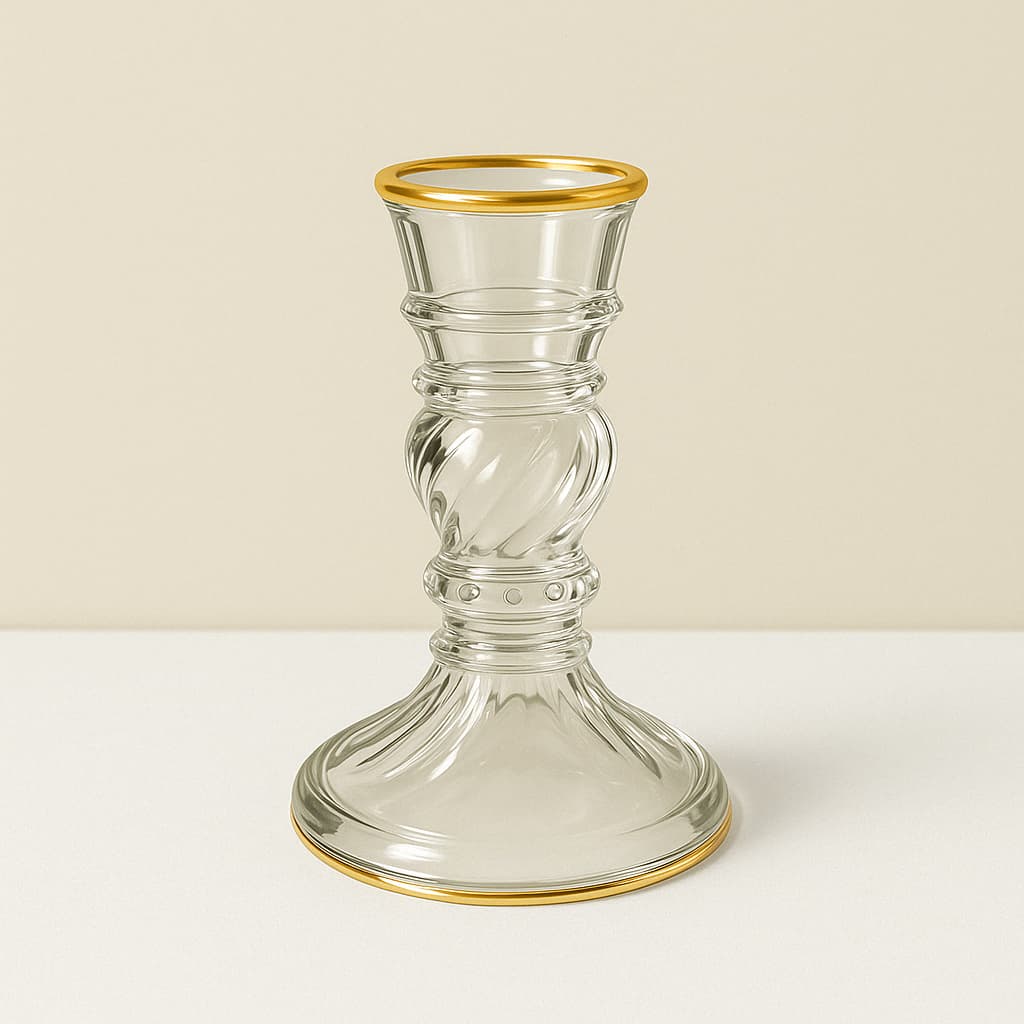 6 Elegant Clear Glass Decor Pieces - Premium Quality Home Accents Rajasi Glass Clear & GLD C/S 6″x3.75″W