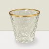 Set of 2 Clear Glass Votive Candle Holders with Gold Accents - Elegant Decor Rajasi Glass Clear & GLD votive 3″Hx2.5″W