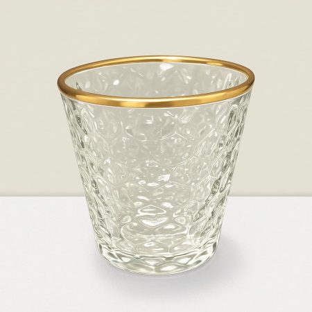 Rajasi Glass Clear & GLD votive 3″Hx2.5″W