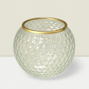 Rajasi Glass Clear & GLD ball vase 5″DX5″H
