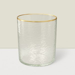 Rajasi Glass Clear & GLD oval vase 7″Hx5″x3.5′