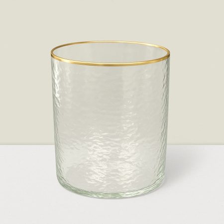 Rajasi Glass Clear & GLD oval vase 7″Hx5″x3.5′
