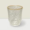 4.5” Clear Glass Votive Holder with Gold Accent - Elegant Centerpiece Rajasi Glass Clear & GLD votive 4.5″Hx3.5″D