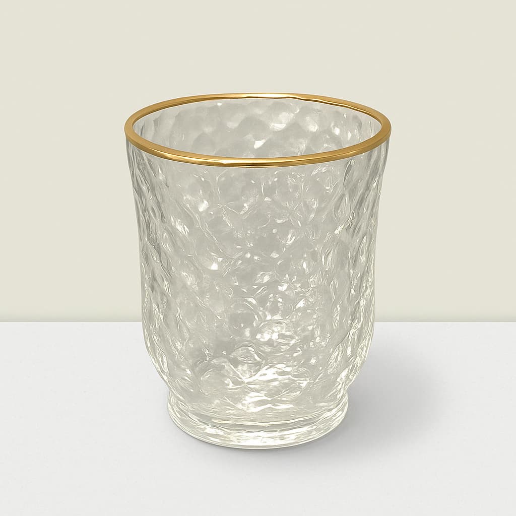 4.5” Clear Glass Votive Holder with Gold Accent - Elegant Centerpiece Rajasi Glass Clear & GLD votive 4.5″Hx3.5″D