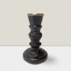 Kaali Black Glass Candle Holder - 6" Stylish Home Accessory & Vase Rajasi Glass Clear & GLD C/S 6″x3.75″W