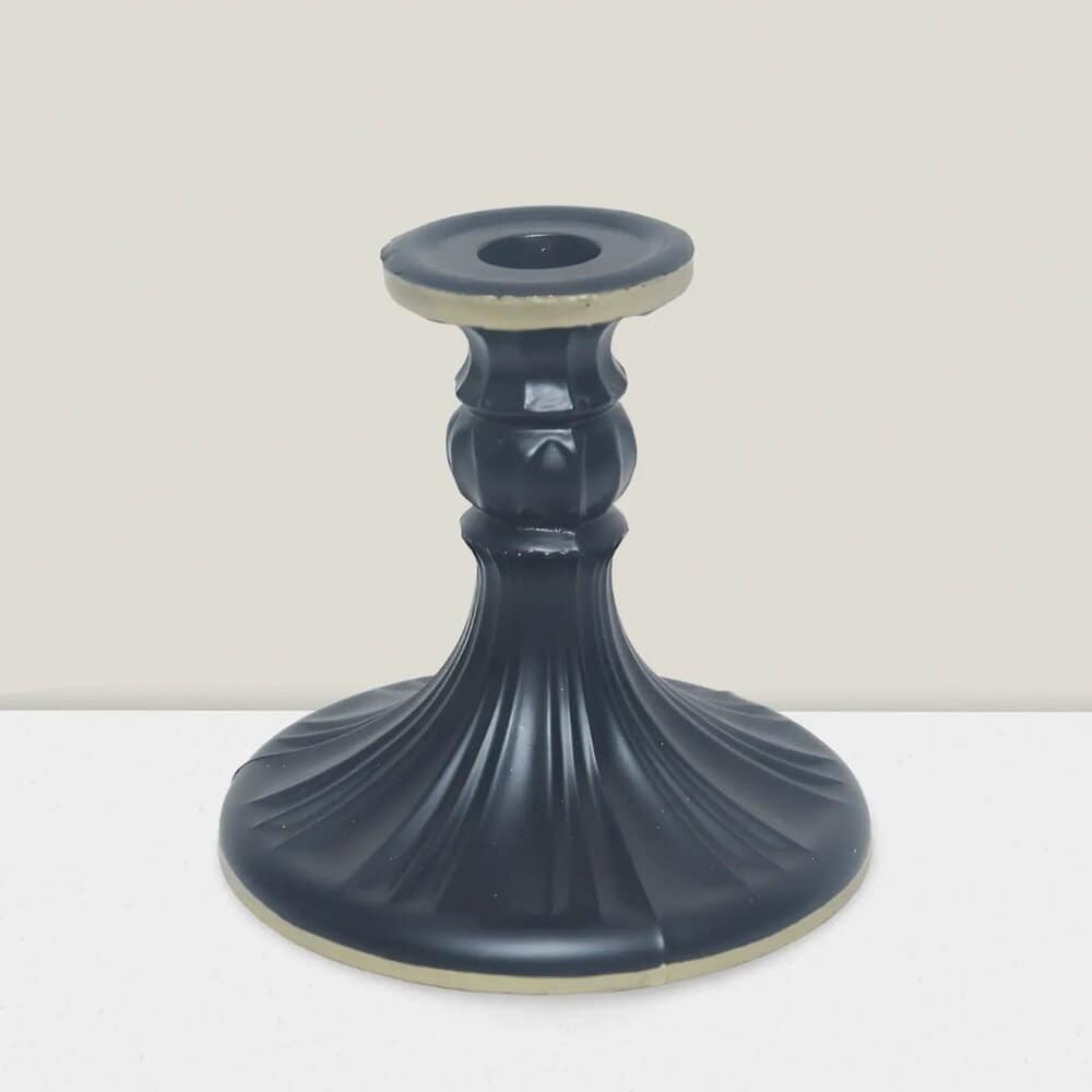 Kaali Black Glass Candle Holder5x5: Elegant Home Accessories & Versatile Decor RajasiGlass Clear & GLD C/S 5″x5″