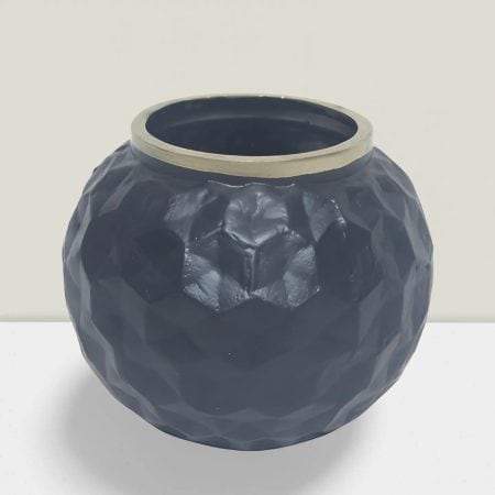 Rajasi Glass Clear & GLD ball vase 5″DX5″H