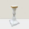 Elegant 8" White & Gold Candle Stand - Modern Home Decor Accessory Rajasi Glass Clear & GLD C/S 8″HX4″