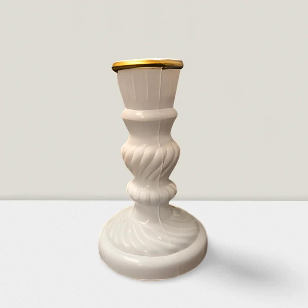 Elegant 6" White & Gold Candle Stand - Modern Home Decor Accessory Rajasi Glass Clear & GLD C/S 6″x3.75″W