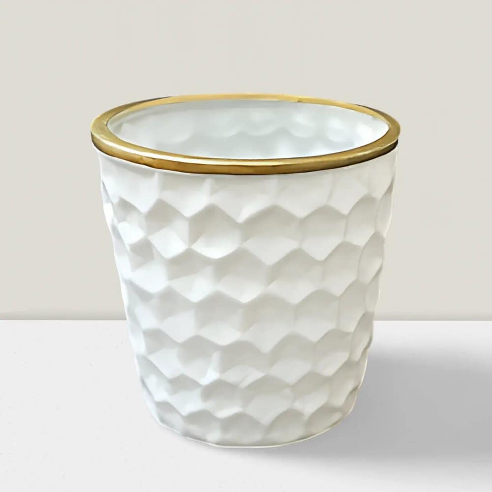 Elegant 3" White & Gold Votive Holder - Quality Craftsmanship Decor Rajasi Glass Clear & GLD votive 3″Hx2.5″W