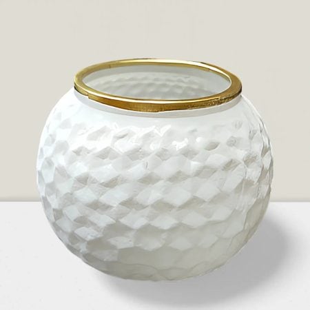 Rajasi Glass Clear & GLD ball vase 5″DX5″H