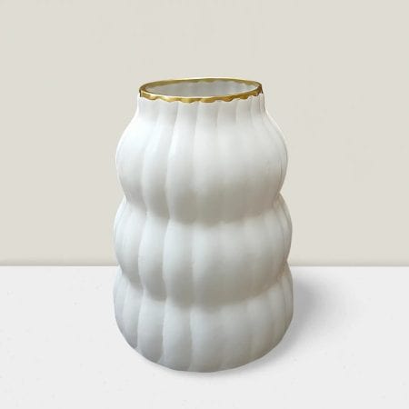 Rajasi Glass Clear & GLD vase 8″HX6″Wx3.5″Top