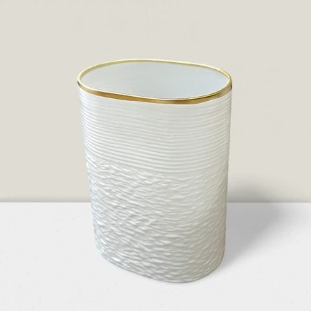 Rajasi Glass Clear & GLD oval vase 7″Hx5″x3.5′