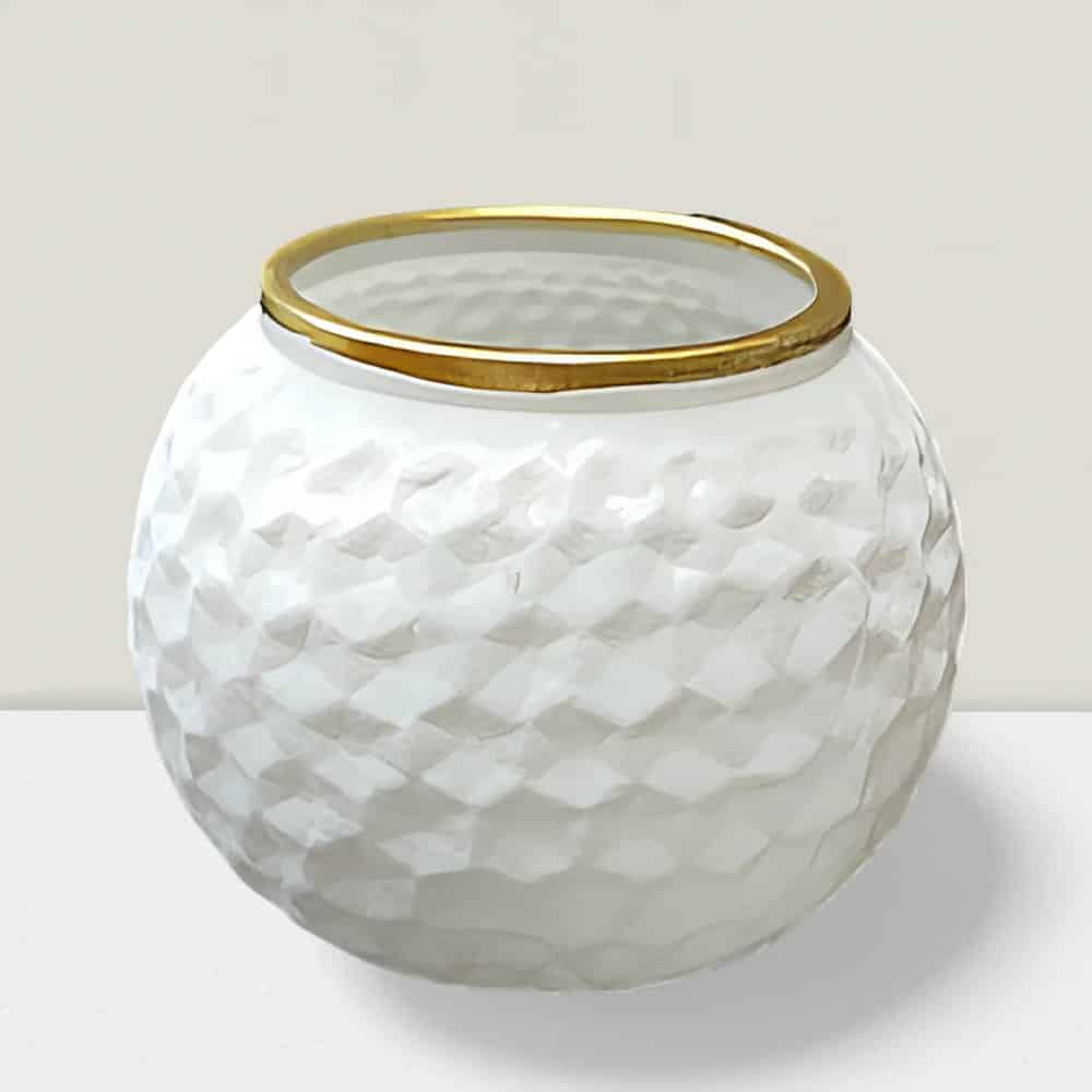 Rajasi  Glass Clear & GLD votive 4″Hx4″