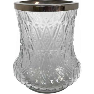 Alankar Collection Embossed Footed Urns With SilverRims 7″x6.5″
