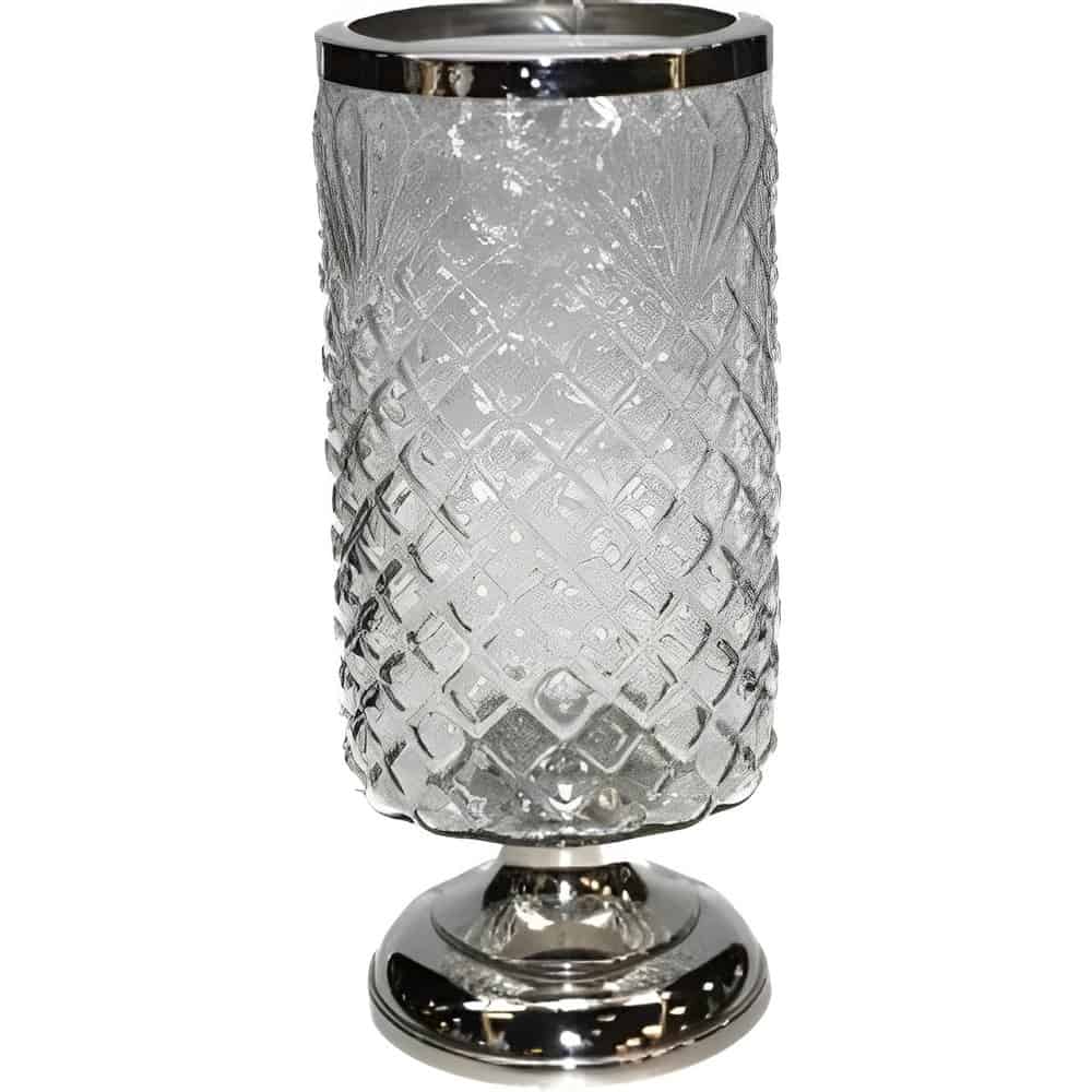 Elevate Your Space with 10" Embossed Decorative Urns & Silver Rim Accents Alankar Collection Embossed Footed Urns With SilverRims 10″x5″