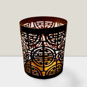Windsor collection Iron Black & Gold votive 4″Hx3″D