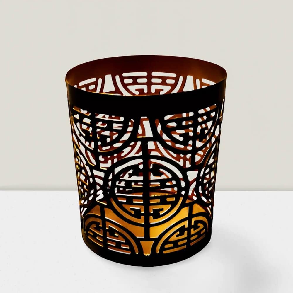 Elegant 4" Black & Gold Iron Votive Candle Holder - Versatile Decor Centerpiece Windsor collection Iron Black & Gold votive 4″Hx3″D