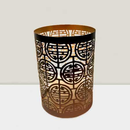 Windsor collection Iron Black & Gold votive 4″Hx3″D