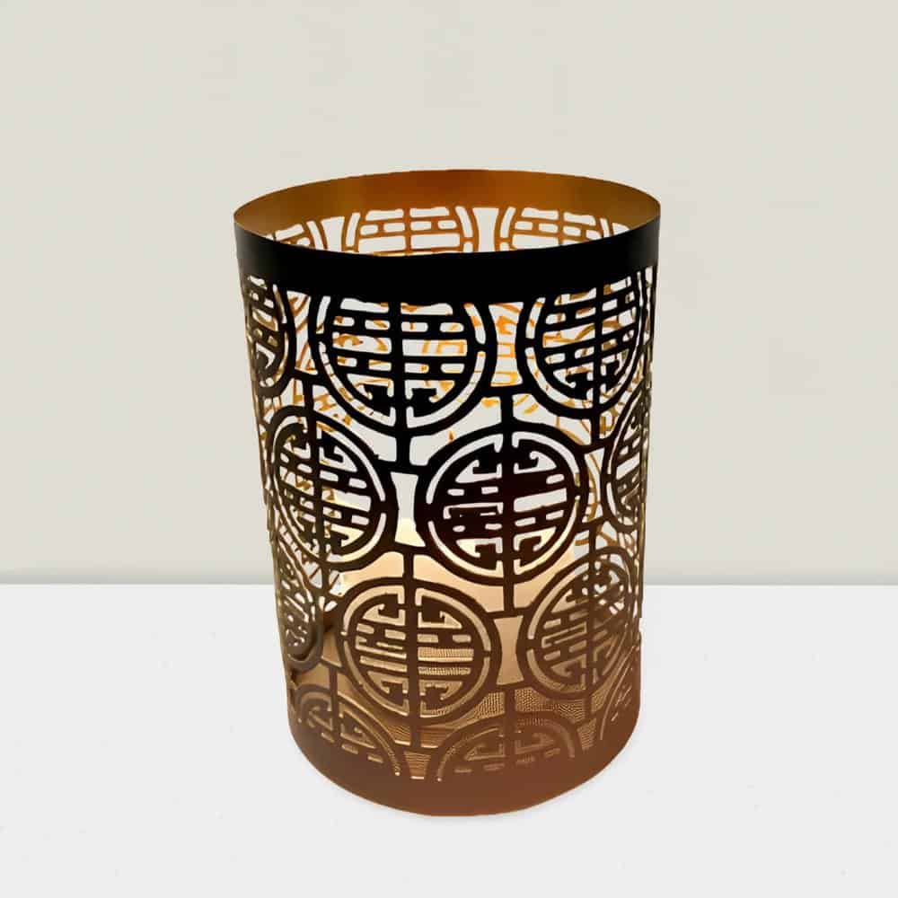 Elegant 6" Black & Gold Votive Holder - Modern Centerpiece Decor Windsor collection Iron Black & Gold votive 4″Hx3″D