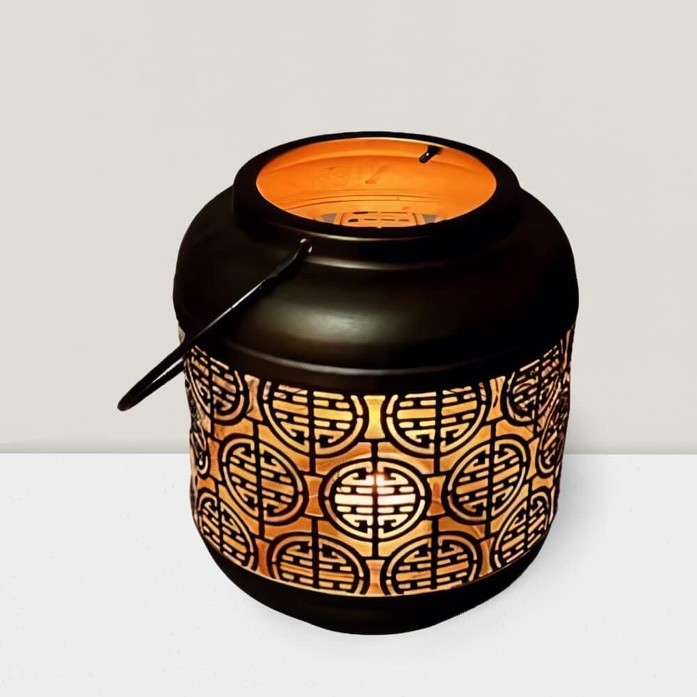 Windsor collection Iron Black & Gold lantern 8″Hx7.5″D