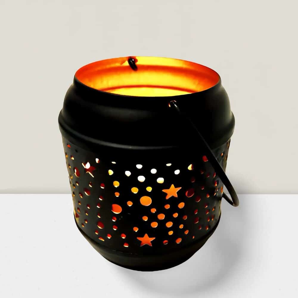 4-Inch Black and Gold Lantern: Modern Decorative Lighting for Home & Garden Windsor collection Iron Black & Gold lantern 4″HX 3″D
