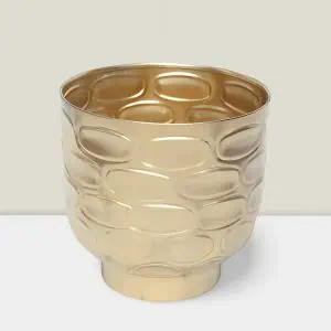 Gold embsd planter  7″ HX7″ D Pk of 2