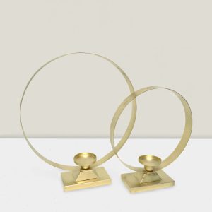 Gold Pillar candle ring  14″ HX12″ D