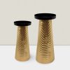 8-Inch Gold & Black Cone Pillar Iron Candle Holder - Modern Home Decor Gold & Blk cone pillar iron C/s 7″HX3.5″D