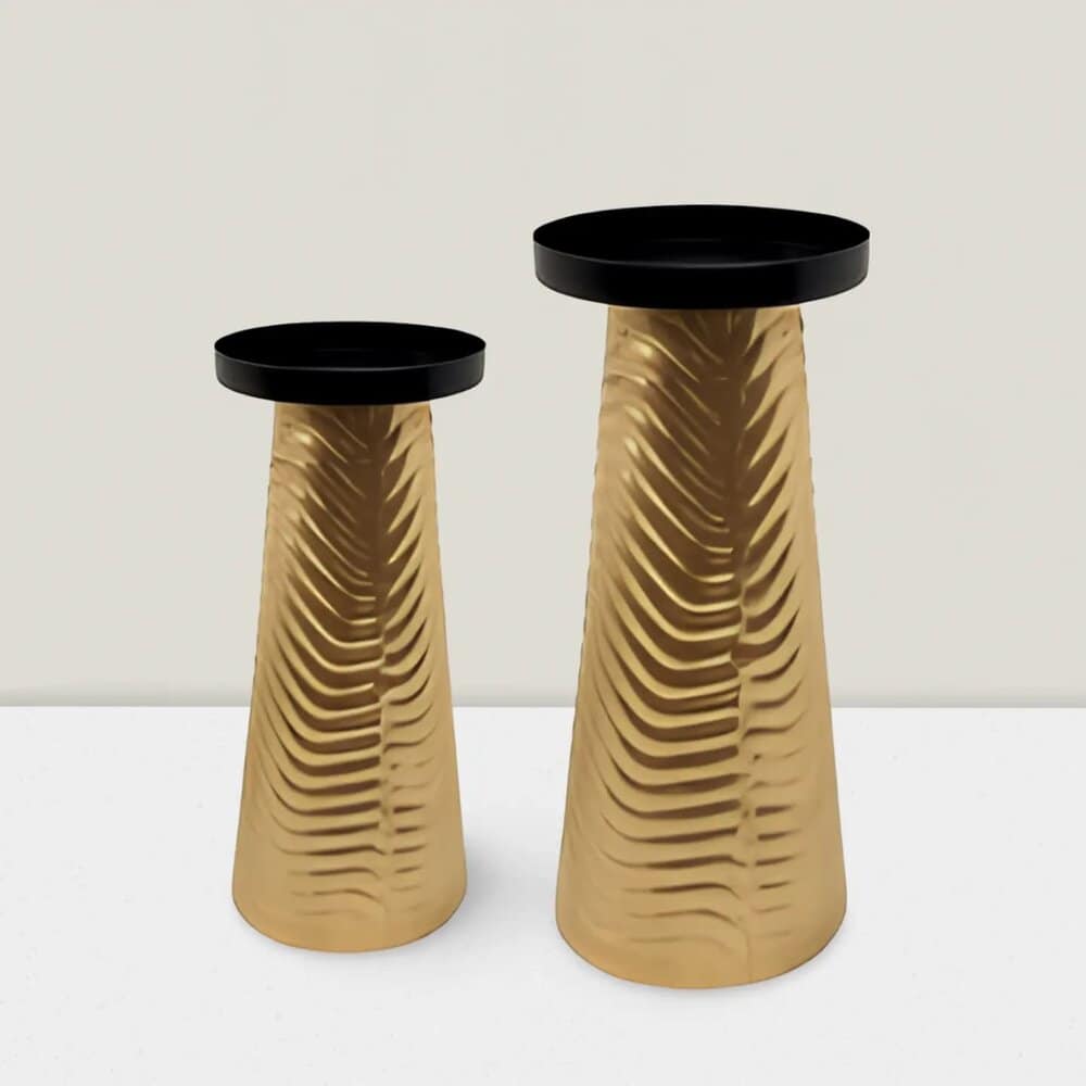 8-Inch Gold & Black Cone Pillar Iron Candle Holder - Modern Home Decor Gold & Blk cone pillar iron C/s 7″HX3.5″D